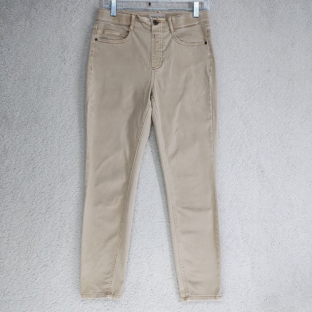 Tribal Jeans Womens 8 Audrey Mid-Rise Icon Fit Tan Skinny 5-Pocket Jeans 30W 27L